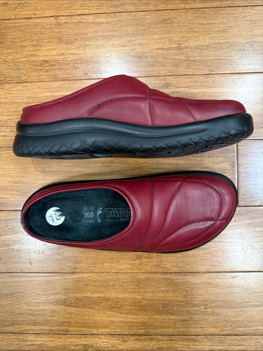 Tatami by Birkenstock red leather comfort clogs